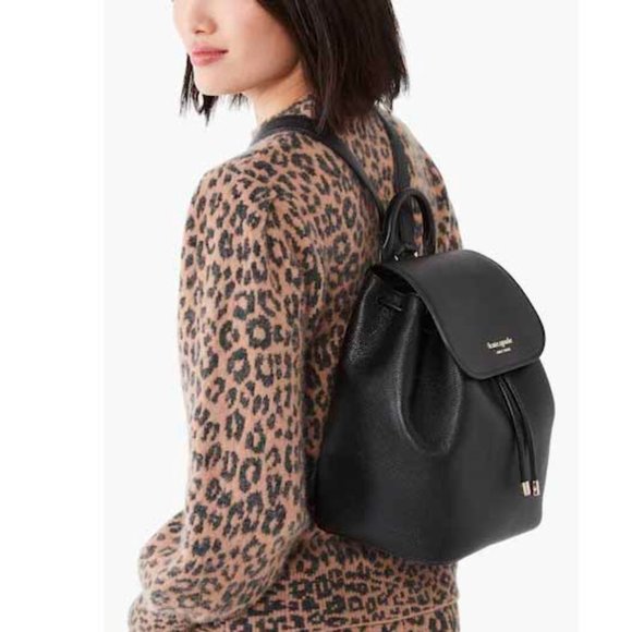 Kate Spade Womens Sinch Medium Backpack Black Leather main image 5